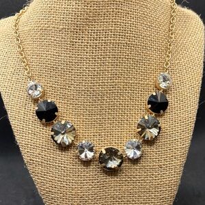 Elegant Gold and Black Crystal Necklace Adjustable Sparkling